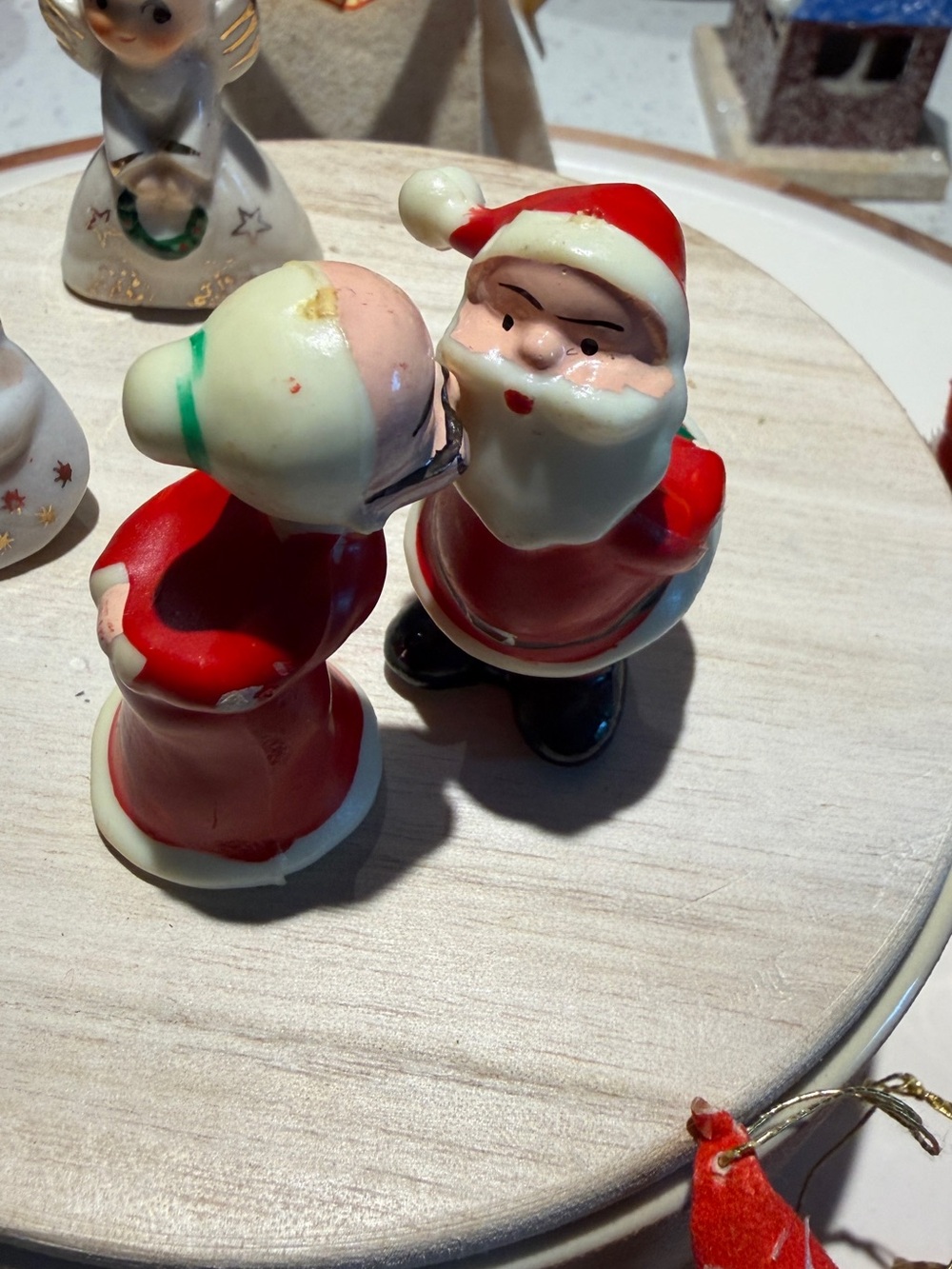Vintage Ceramic Santa & Mrs. Claus Figurine Set